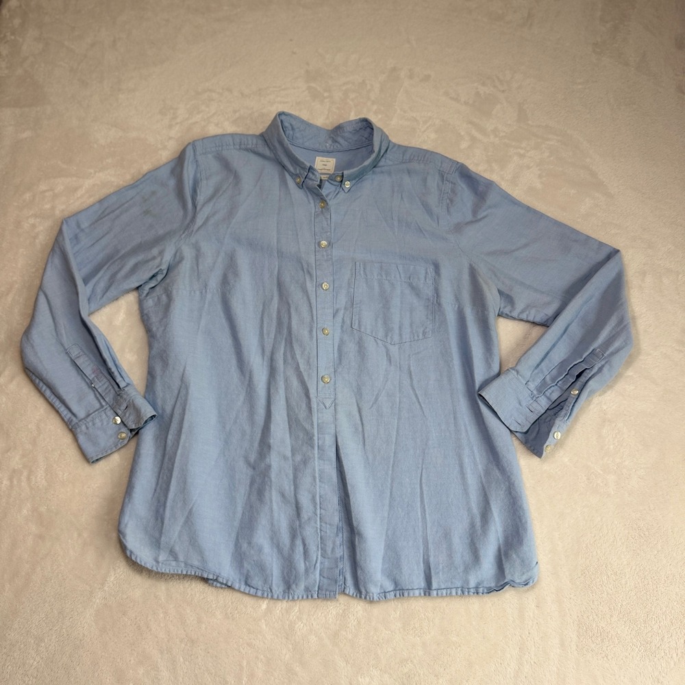 Gap The Shrunken Boyfriend Oxford Shirt Womens XL Light Blue Preppy Coastal